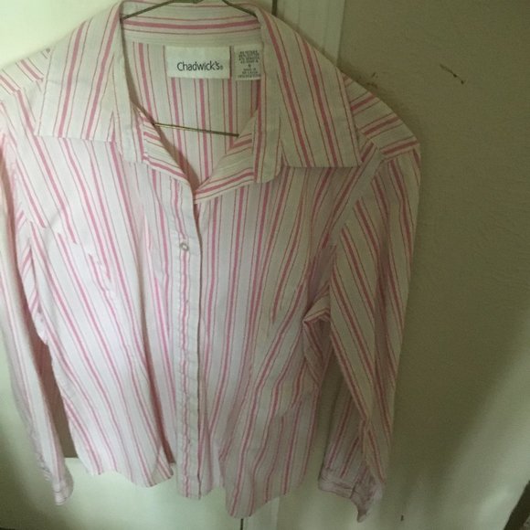 Pink pin stripped cotton blouse. - Picture 1 of 2